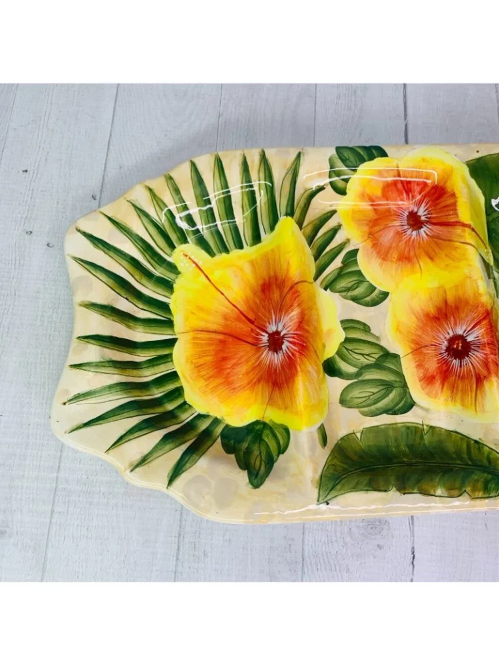 Ambiance Collection ROYAL PALM By Nanette Vacher Stoneware Section Serving Tray